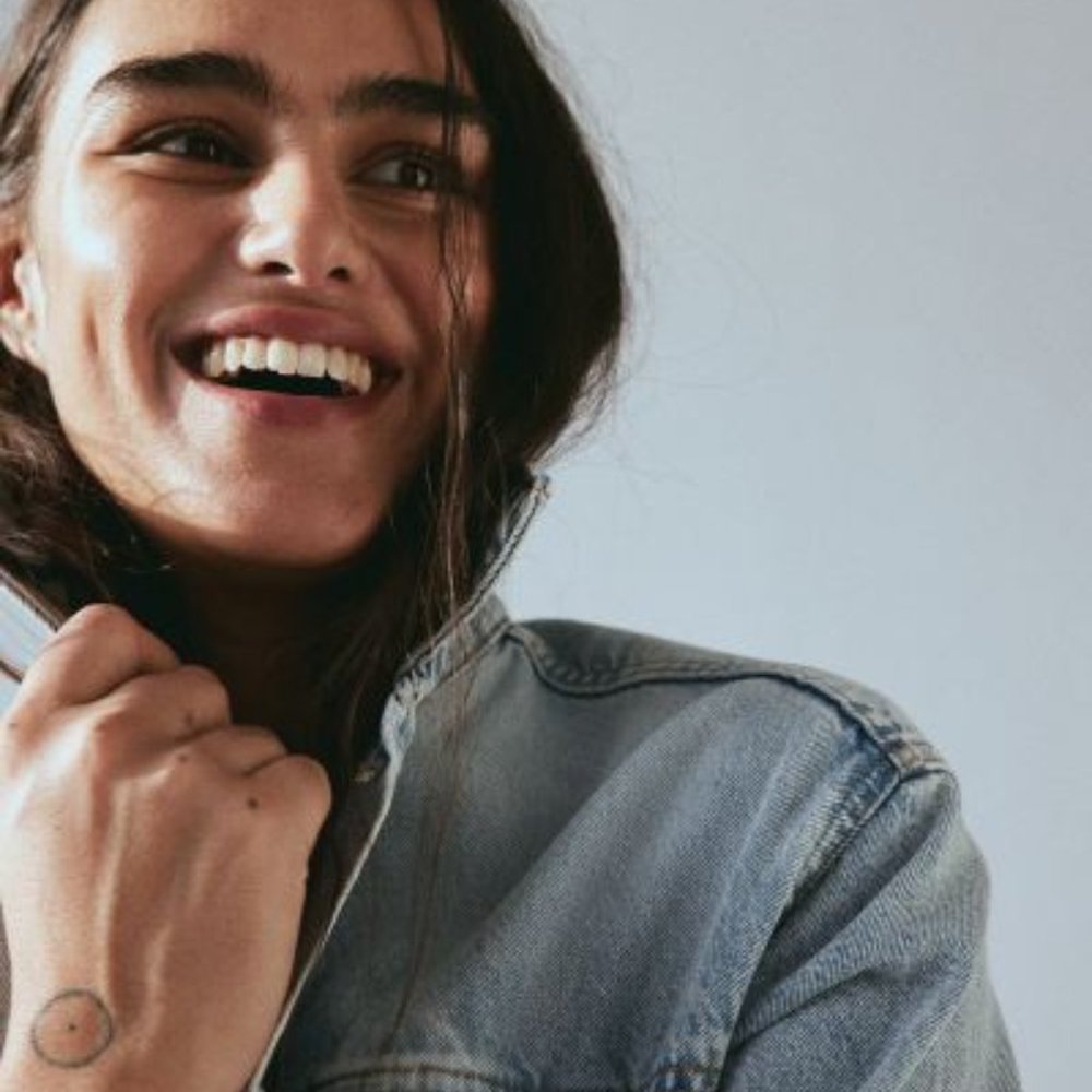 H&M &Denim Distressed Denim Jacket Size (Medium)